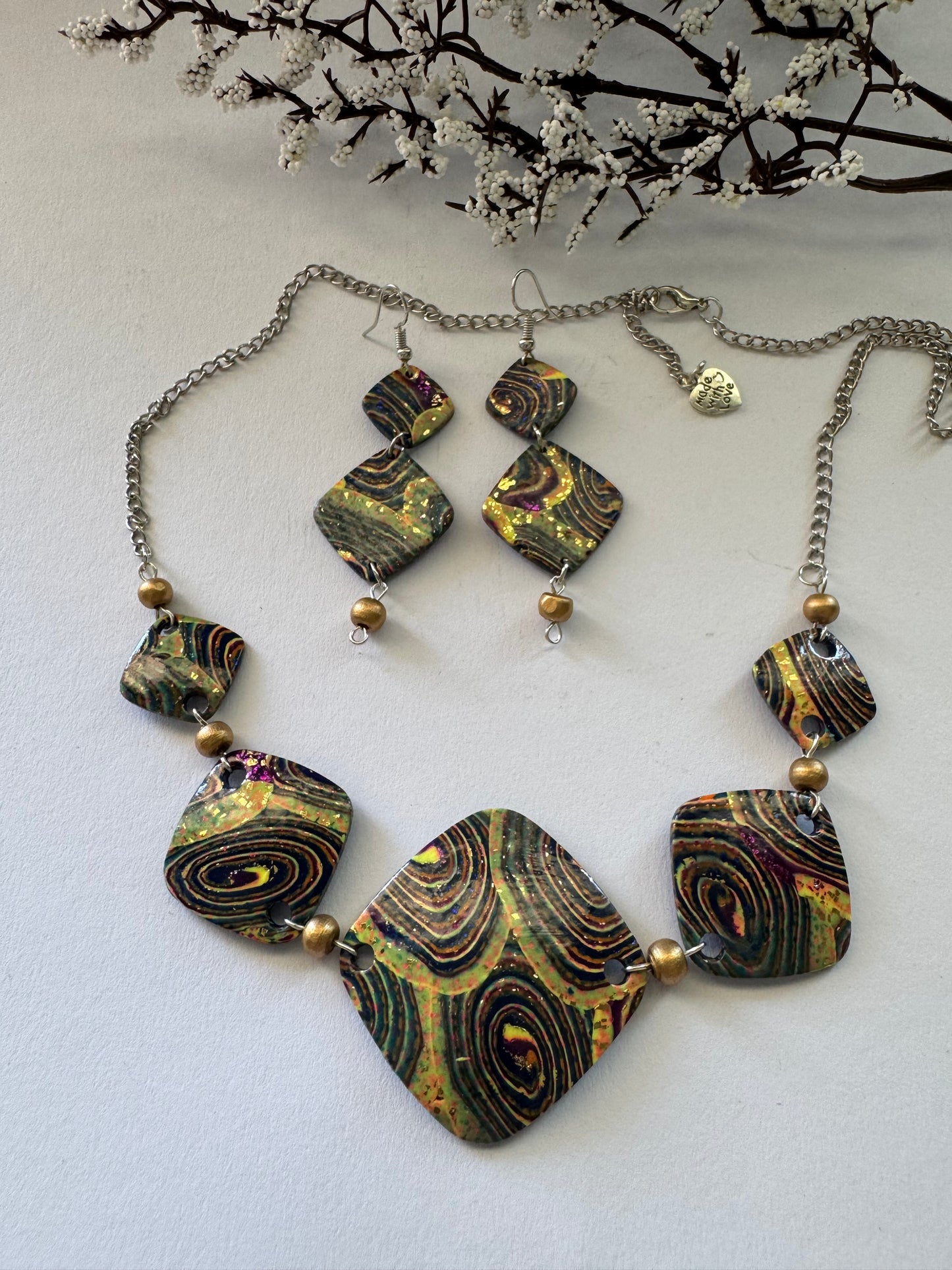 Night time - Handmade Polymer Clay Necklace
