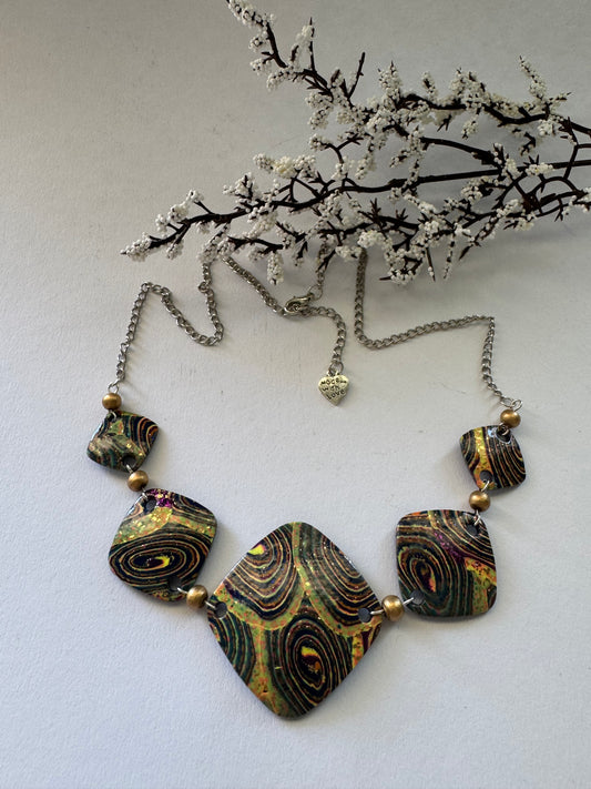 Night time - Handmade Polymer Clay Necklace