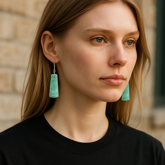 Amelia - Elegant Green Handmade Clay Earrings
