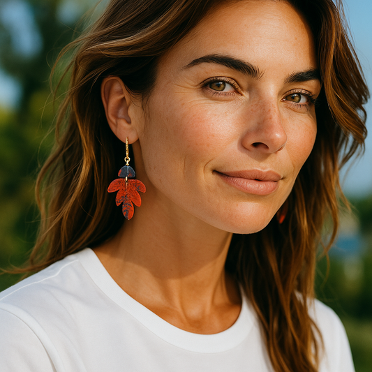 Silvia - Leave Shape / Handmade Clay Earrings