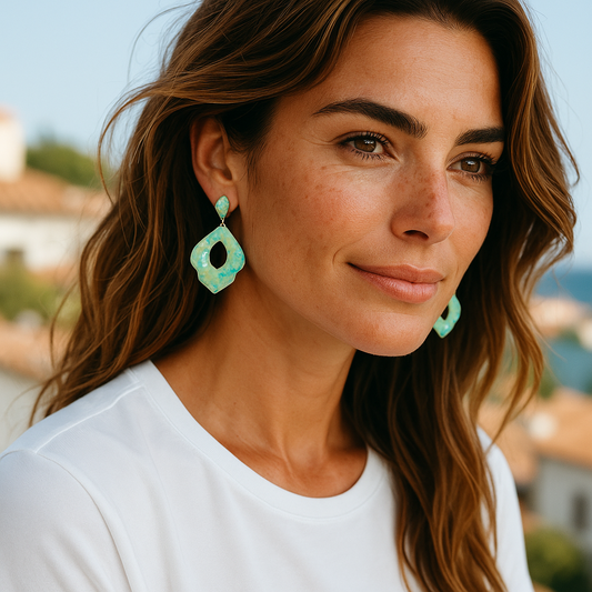 Ava - Drop Shaped Handmade Clay Earrings