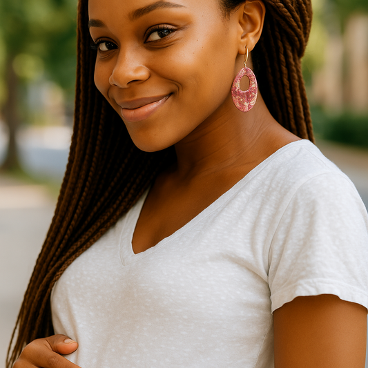 Zoe - Oval Shaped Handmade Clay Earrings