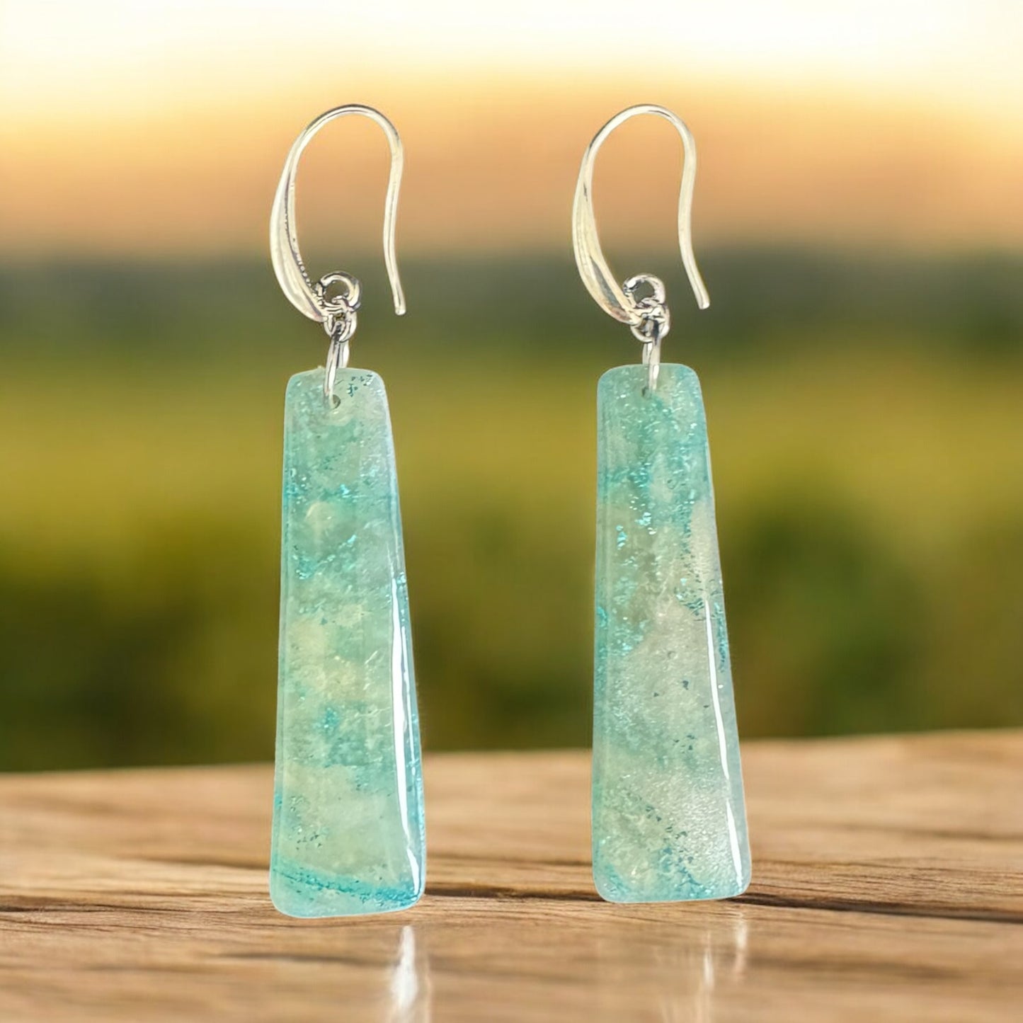 Amelia - Elegant Green Handmade Clay Earrings